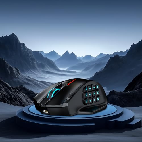 Redragon M913 MAX Wireless MMO Gaming Mouse 26000 DPI Remapping Keys | Cable-Free 0 Delay, Smooth Precise Tracking, Redefine Keybinding Macro, Vibing Backlight, Ergonomic Grip Body Comfort - color: Black, style: Wireless M913 Max