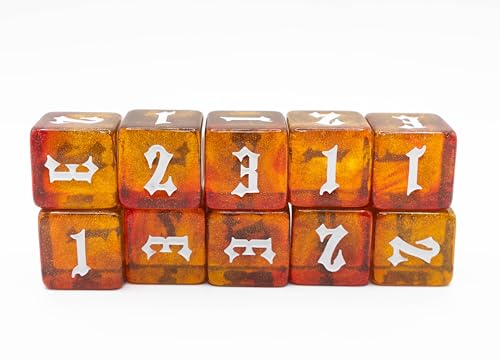 Custom Made Resin d3 (3-Sided Dice) - Set of 10 | Sir GameAlot | Glitter 6-Sided dice Numbered 1 to 3 | Use for Dungeons and Dragons DND, Warhammer and Other Games that Need a Three Sided roll - style: D3 Set of 10