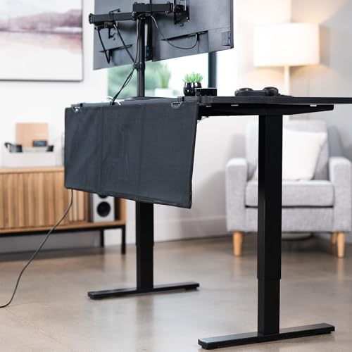 VIVO Black Clamp-on 48 inch Desk Cable Management Sleeve, DESK-SKIRT-48P | Privacy Desk Skirt, Cable Organizer, Wire Hider Kit Panel System - size: 48" Panel
