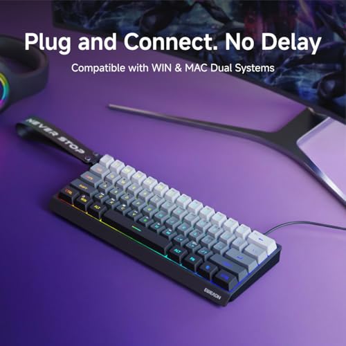 SEUNKWANG F61 60% Gaming Keyboard Wired, RGB Backlit Membrane Keyboard with PBT Keycaps, Compact Design, Lanyard Wired Keyboard for Mac/Win (Gradient Black, Wired) - color: Gradient Black