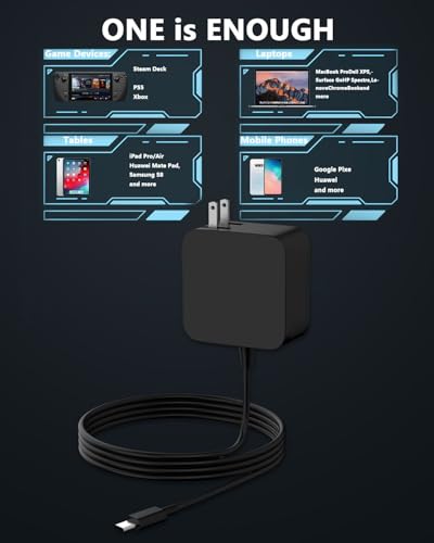 65W USB C Fast Charger Compatible with Nintendo Switch 2 Steam Deck OLED & ROG Ally/TV Dock/Quest 3/ Play-Station Portal,JBL Xtreme 4 AC Adapter with Foldable Plug & 6.6FT USB-C Cable