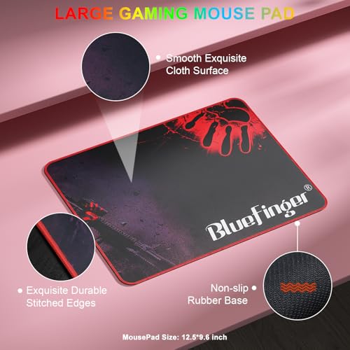 BlueFinger RGB Gaming Keyboard and Backlit Mouse Combo, USB Wired, LED Gaming Set for Laptop PC Computer Game and Work (White & Pink) - color: White & Pink