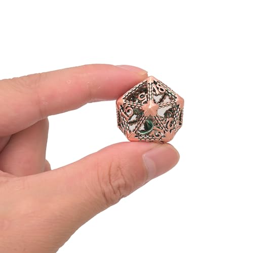 DND Dice Set Polyhedral, Metal Dice Set 7-piece(D20 D6 D4 D12 D10 D% D4) Cthulhu Design for Dungeons Dragons D&D Pathfinder and Other Tabletop Role-Playing Games - color: 3d Copper Green