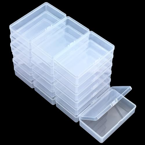 19 Pack Rectangular Clear Plastic Storage Containers | Hinged Lid, For Beads and Small Craft Items, 5.7 x 3.35 x 1.38 inch - size: 5.7 x 3.35 x 1.38 inch