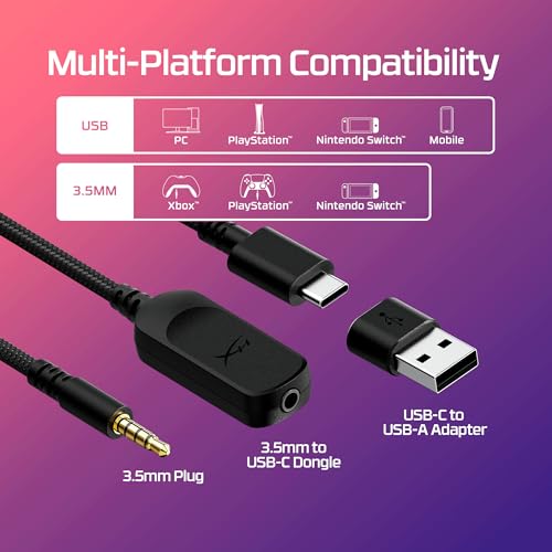 HyperX Cloud III 3.5mm Wired Gaming Headsets with Mic Noise Cancelling DTS Headphone:X Memory Foam 53mm Drivers Aluminum Frame for PC PS4 PS5 Xbox Nintendo Mac Mobile Gaming Headphones (Renewed)