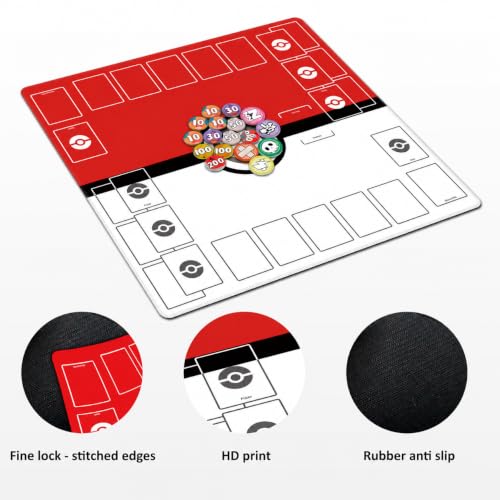 Playmat for Trading Card Game – 2-Player Trainer Mat with 31 Damage Counters and Professional Storage Bag - color: Classic