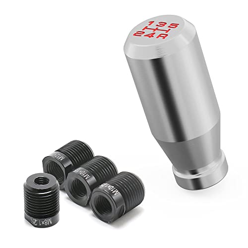 Silver 5 Speed Weighted Manual Automatic Gear Shifter Shift Knobs Lever with 4 Metal Adapters Fit Compatible with Manual Cars Most Automatic Cars - color: AAW-Y-04-02