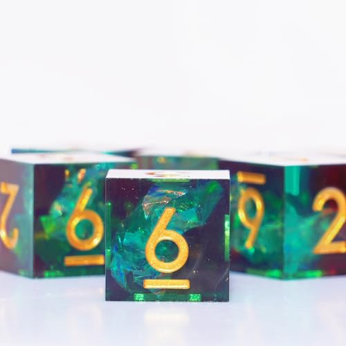 Generic 6PCS 16mm D6 Resin dice Set Dice for DND Dungeons and Dragons Role Playing Game (Green + Red) - color: Green + Red