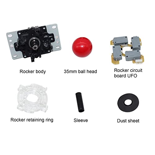 Arcade Joystick Gamepad DIY Joystick Arcade Game Fighting Stick Replacement Parts Pin Circuit Board with Ball Head - color: Red