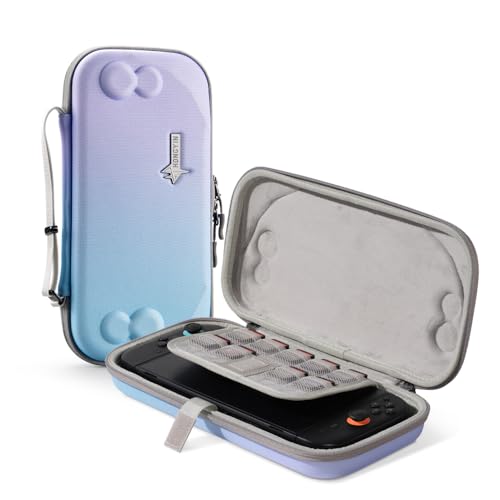 UYIYE Carrying Case for Nintendo Switch 2 2025, 7.9 Inch Hard Shell Protective Travel Case, Shockproof Portable Storage Bag with 9 Game Card Slots, Soft Plush Lining & Console Lift Strap,Blue&Purple - color: NS2-Blue Purple