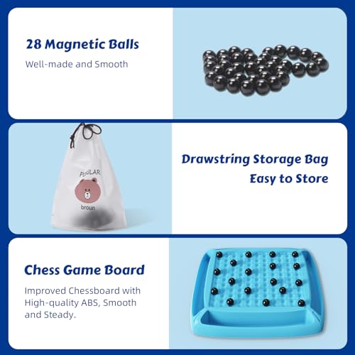 Magnet Game, Magnet Chess Game for Kids 8-12 with 28pcs, Magnetic Board Games for Kids and Adults, Gifts for Boys & Girls, 2-4 Players (Blue 28) - style: Blue 28