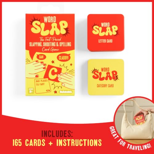 Word Slap by Relatable - Shout It, Slap It, Spell It. A Fast Paced Word Game and Thinking Game Built for Family Game Night, Party Games and Brain Games for Kids – Includes 165 Letter & Category Cards.