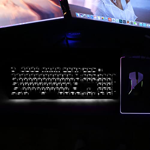 Merdia Mechanical Keyboard Gaming Keyboard | Red Switch, White Backlit Keyboard | 104 Keys US Layout | Wired Gaming Keyboard | Hot Swappable Mechanical Keyboard | PC Gaming Keyboards (Black) - color: Red Switch Black