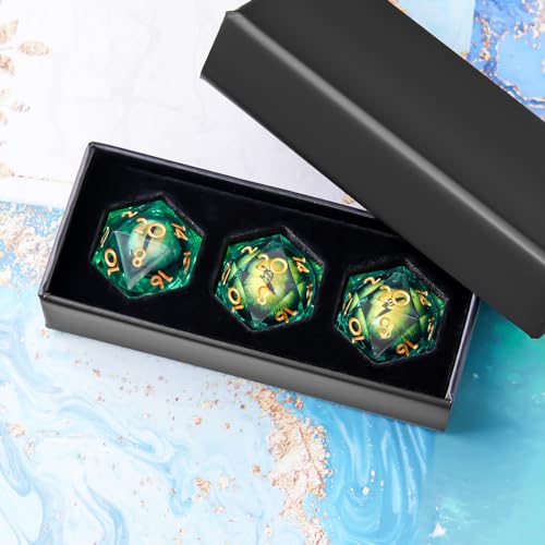 3Pcs D20 DND Dice Set with 3 Color Resin Sharp Edge, 20 Sided D&D Dice 22mm Handmade Polyhedral D&D Dice for RPG, Roleplaying Games MTG Table Games(Black Red/Blue Red/Blue Dark) - color: D20-blackred+bluered+bluedark