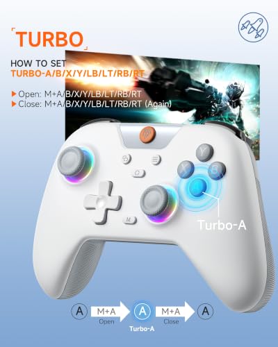 EasySMX 2.4G Wireless Bluetooth Controller for PC/Steam/Switch with Hall Triggers, Hall Joysticks and RGB Light- Upgraded PC Controller Compatible with Black Myth: Wukong, Multi-Platform Support - color: grey white