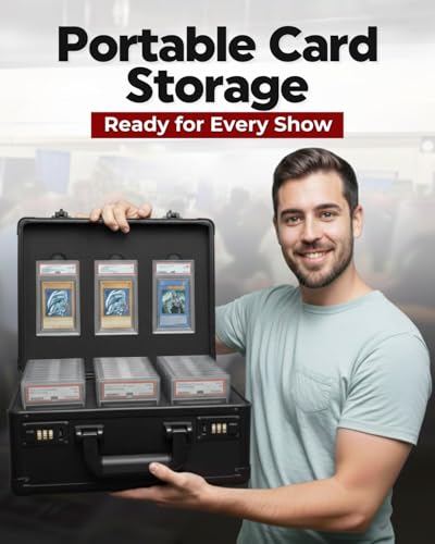 Graded Card Case – Durable PSA Slab Case with Combination Lock – 3 Row Graded Card Storage Box with 6 Foam Inserts – Compatible with PSA, GMA, HGA, NGS, SGC, CSG – Holds up to 480 Top Loaders - size: 3 Row