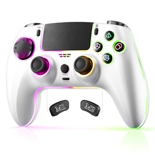 AFMVV Wireless Controller for PS5 with RGB LED,TURBO, Dual Vibration, 6 Axis Gyro Sensor, Touchpad, Ergonomic for Playstation 5 Controller, Compatible with PlayStation 5/PC/Mac/ios/Android/Steam - color: White-2