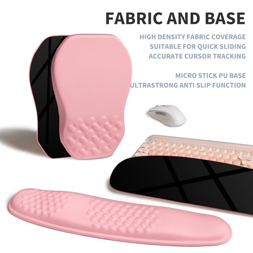 2-in-1 Ergonomic Set, Wave Keyboard Wrist Rest and Massage Slope Mouse Pad Wrist Support, Rebound Memory Foam for Relieve Carpal Tunnel Syndrome and Wrist Pain (Pink) - color: Pink