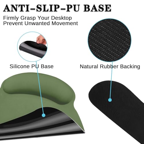 Britimes Olive Green Keyboard Mouse Pad Set 4in1 Large Mousepad+Keyboard Wrist Rest+Mouse Wrist Rest+Coaster Ergonomic Design for Home Office Computer 35.4x15.7Inches - color: Olive Green