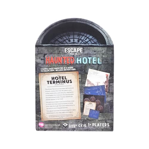 Fizz Creations Escape from The Haunted Hotel – 60-Minute Escape Room Board Game for 1–6 Players, Ages 16+, Mystery Puzzle Adventure, Ideal for Parties, Family Game Nights, and Halloween Fun
