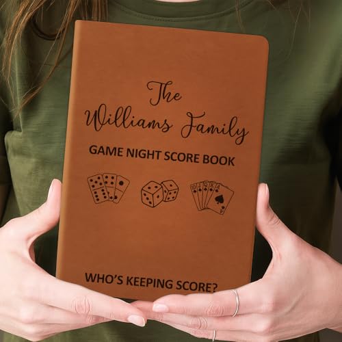 Personalized Game Night Score Book, Board Game Score Book Personalized Leather Journal, Game Night Notebook, Who Is Keeping Score Notebook For Family, Couples, Grandparents, Board Game Lover (Khaki)