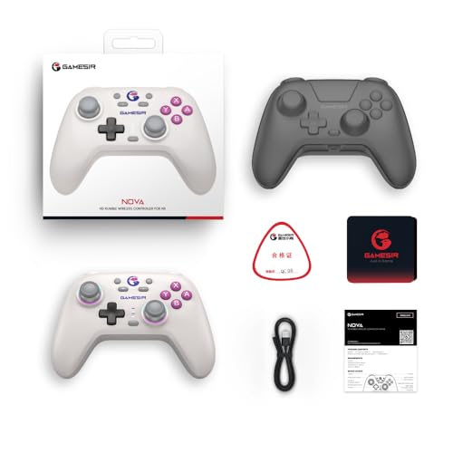 GameSir Nova Wireless Controller, Hall Effect Sticks, Dual RGB Circles, 1200mAh Battery, for Switch, PC, iOS, Android (Retro White) - color: Retro White