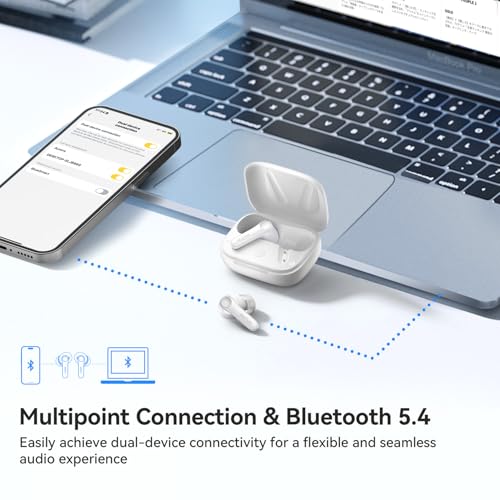 EarFun Air Pro 4 Adaptive Hybrid Noise Canceling Wireless Earbuds, 6 Mics | Qualcomm Snapdragon Sound, aptX Lossless, LDAC Hi-Res Audio, 52H Playtime, Bluetooth 5.4, In-Ear Detection, Glossy White - color: Glossy White