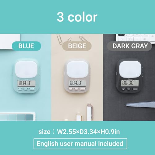 dretec My Routine Learning Timer, Timer, Countdown, Silence, Volume Switching Function, Up to 199 Minutes and 55 Seconds, Repeat, Interval Timer, Study Timer, Clock Function, Multiple Timer Settings, - color: Beige, style: Interval Timer