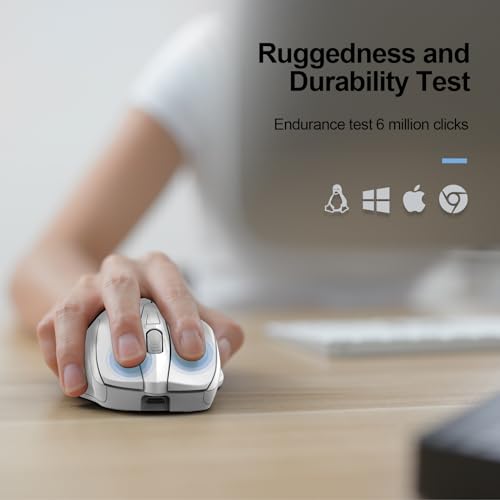 TECKNET Wireless Mouse Rechargeable, 2.4G Computer Mice with USB-A Receiver | 2.4G Connection, 800mAh Battery, 3X Faster Charging, Silent Click, 6-Level 4800 DPI, Ergonomic Design for All-day Comfort - color: White