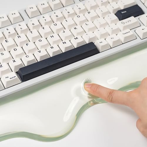 Ergonomic Gel Wrist Rest for Keyboard and Mouse, Wrist Rest Set, Cute Silicone Wrist Rest for Computer Keyboard 60%/68%/75% (Green) - color: Green