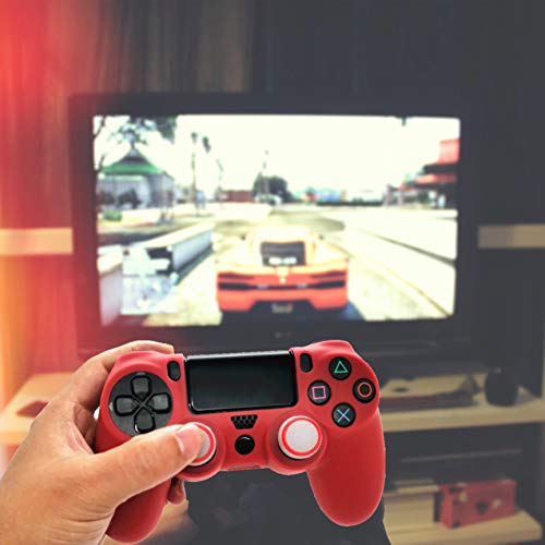 Ps4 Controller Skin Silicone Case Grip Glow in Dark Protective Cover for PS4/slim/Pro Dualshock 4 Controller(Glow red) - color: Glow red