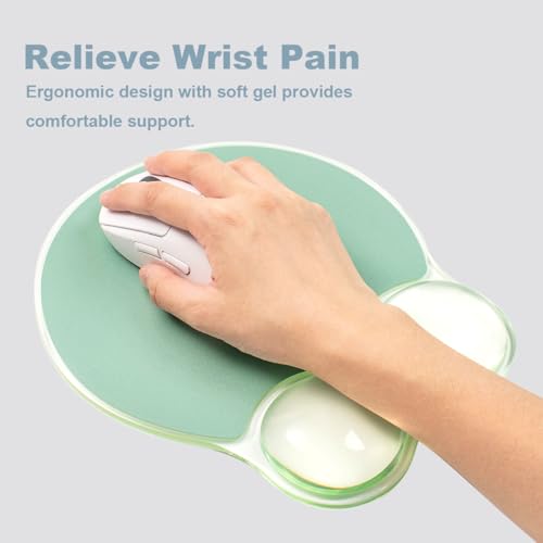 Gel Wrist Rest for Keyboard and Mouse - Ergonomic Green Mouse Pad with Wrist Rest Support Non-Slip Base for Desktop/Latop/Office/Home - color: Green, style: Wave Shape