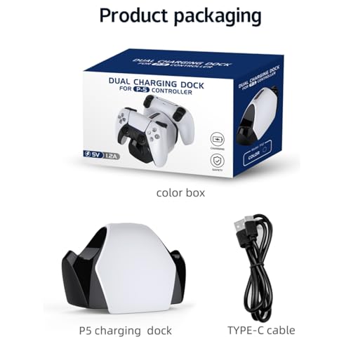 Dualsense Charging Station for Ps5 Controller,Ps5 Controller Charger Holder Stand with Overcharge Protect,Led Indicator,2.5h Fast Charging Docking for PlayStation 5 Controllers (Black) - color: Black