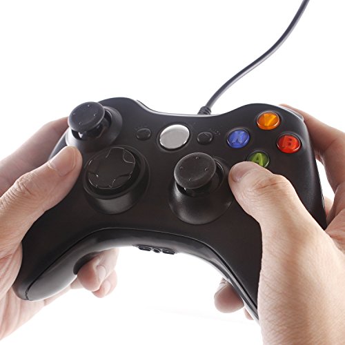 Meriton Wired USB Game Controller Gamepad Game Joystick Joypad for Microsoft Xbox 360/Slim & Windows PC (Black)