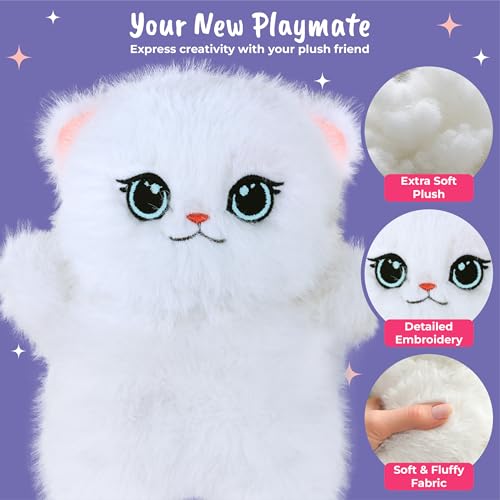 Reusable Sticker Book Dress Up Kitten Activity Set with Plush Toy | Includes 300+ reusable stickers and a soft plush kitten toy. Fashion-themed creative play for girls ages 3–8 - color: Kitten Book With Plush Toy
