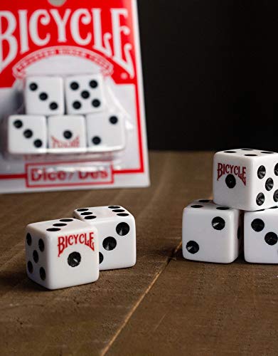 Bicycle 5 Dice Set Six Sided D6 Standard Game White Black 16 mm | lawn-game-equipment