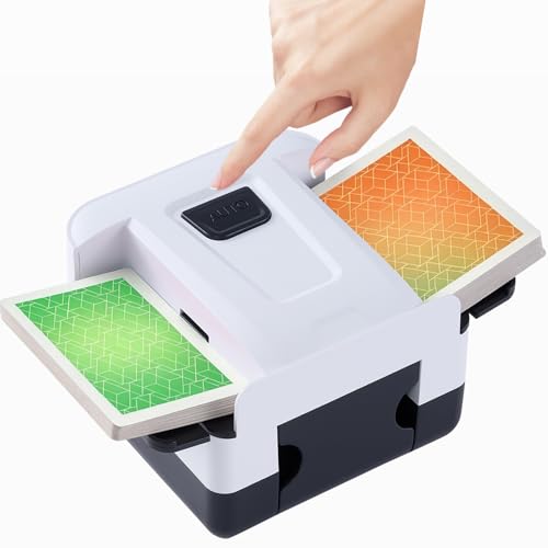 FEIERYA Automatic Card Shuffler 2/1/4/6 Deck | Battery-Operated Electric Playing Card Shuffler,Compatible with UNO,Poker for Home Card Game,Travel - size: 2 Decks Rechargeable USB