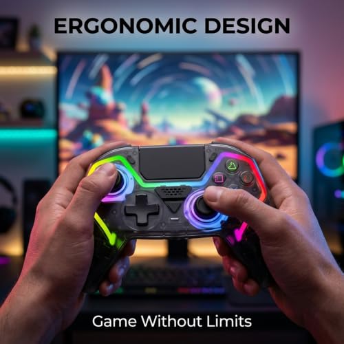 Fyvra Wireless Controller compatible with PS5, PS5 Slim, PS5 Pro, PC, iOS, Mac, Android and Steam with Hall Effect Joysticks and Triggers, 6-Axis Gyro, RGB Lighting, Programmable Back Buttons, Bluetooth 5.3