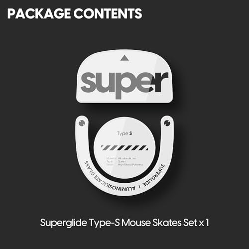 Superglide Glass Mouse Skates - Super Smooth Glide, Polished Round Edge, Super Fast Gaming Mouse Feet with Durable Sole for Logitech G Pro X Superlight2 (Type-S, White)