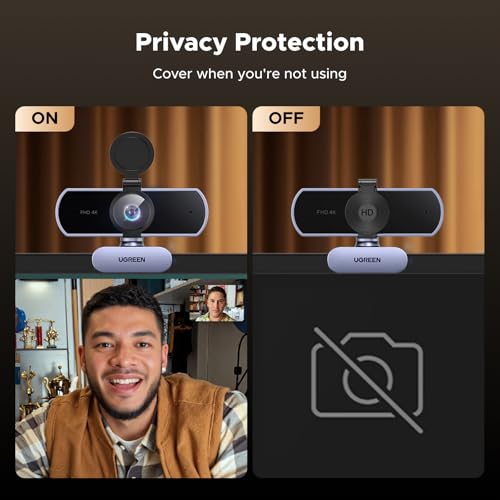 UGREEN 4K Webcam for PC Ultra HD Web Camera with Microphone, Privacy Cover, 70° Fov, PDAF Autofocus, USB A & USB C Adapter, Plug & Play, for Streaming, Conference, Zoom, Switch 2