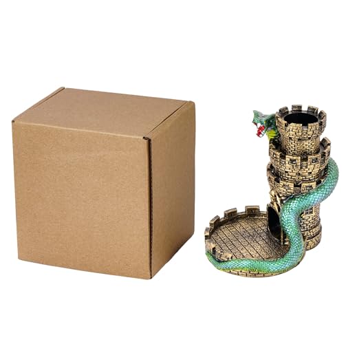 Castle DND Dice Tower, Snake D&D Dice Rolling Tower for RPG Games and Tabletop Game (Ancient Golden) - color: Golden