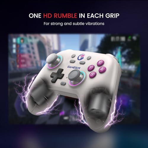 GameSir T4 Nova Wireless Switch Pro Controller - Switch/Lite/OLED, Hall Effect Joysticks, RGB LED, Turbo, Programmable, Motion Control, Wake Up Function (White) (Renewed) - color: White