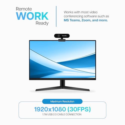 VisionTek VTWC30 Full HD 1080P 30FPS USB-A Webcam with Microphone | Plug & Play, 1080p Webcam w/ Microphone, Privacy Cover, Manual Focus, Driverless for Zoom, Teams, Laptop & PC - style: VTWC30