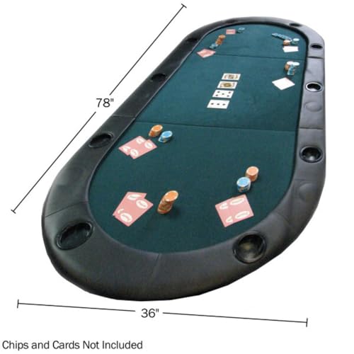 Foldable Poker Table Top - Water-Resistant Folding Mat with Cupholders and Padded Edges - Seats up to 10 People by Trademark Poker (Green)
