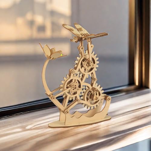 Aida & Hani Wooden Dragonfly Toys 3D Puzzle Toy Creative DIY Assembly Mechanical Wood with Mortise and Tenon Structure Jigsaw Toy Ornament
