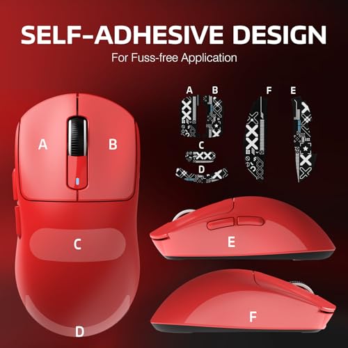ATTACK SHARK X3 Wireless Gaming Mouse, 49g Bluetooth/2.4G/USB-C Ergonomic Computer Mouse, PAW3395 26K DPI Sensor, 200h Battery Life, Programmable Buttons Griptape, Gaming Accessories for PC/Laptop/Mac - color: Red & Griptape