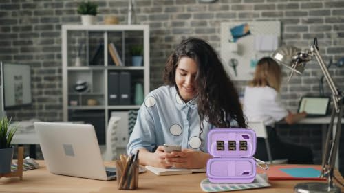 Comecase Dual SSD Case for SanDisk Extreme Portable SSD and Extreme PRO | Holds 2 Drives & 12 SD Cards, Elastic Strap Fit 500GB/1TB/2TB/4TB/8TB, Cable Groove & Carabiner for Travel, Purple, Box Only - color: Purple