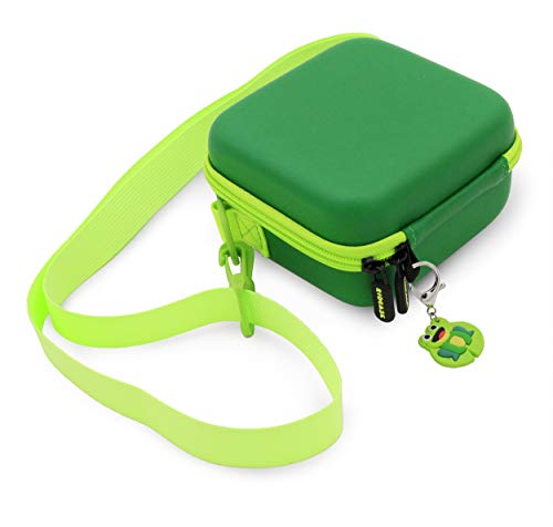 CASEMATIX Green Travel Case Compatible with Leapfrog Rockit Twist Handheld Game System - Includes Adjustable Shoulder Strap, Accessory Storage and Rubber Keychain - CASE ONLY