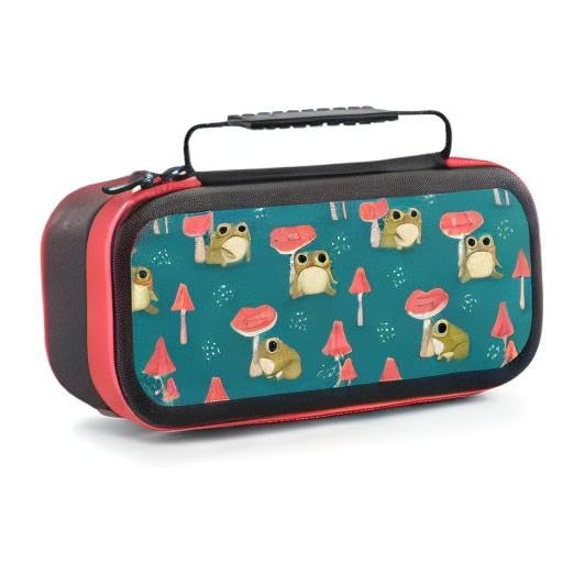 AoHanan Switch Game Case with 20 Games Cartridges Hard Shell Travel Protection Storage for Console & Accessories - color: Frog And Mushrooms