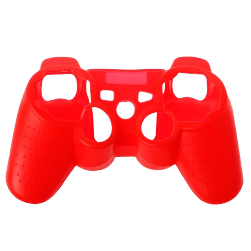 Silicone Case Soft Protective Skin Cover for PS3 Controller Gel Rubber Case Cover Replacement (Red) - color: Red